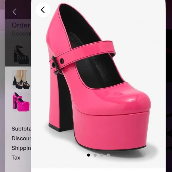 NIB RARE Strange Cvlt Hot Pink Patent Widow Platform Heels - Picture 4 of 8